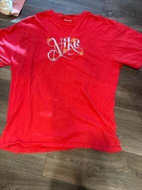Vintage Nike-Style Custom Graphic Comfort Colors Red T-Shirt XL